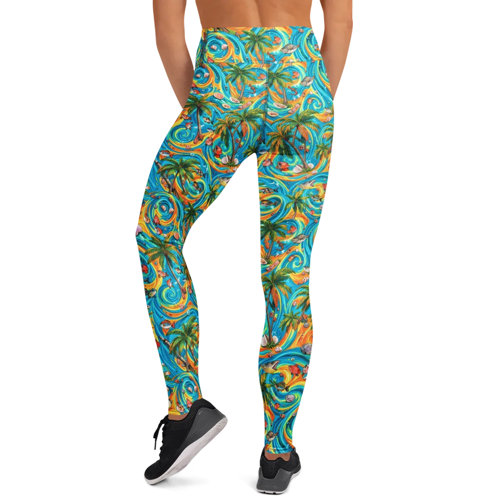 Paradise Gyre on Yoga Leggings — Back