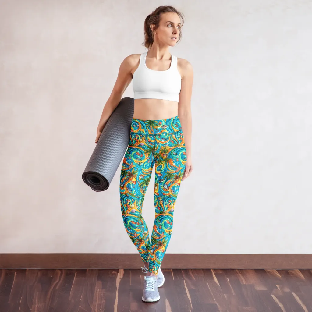 Paradise Gyre on Yoga Leggings — Front