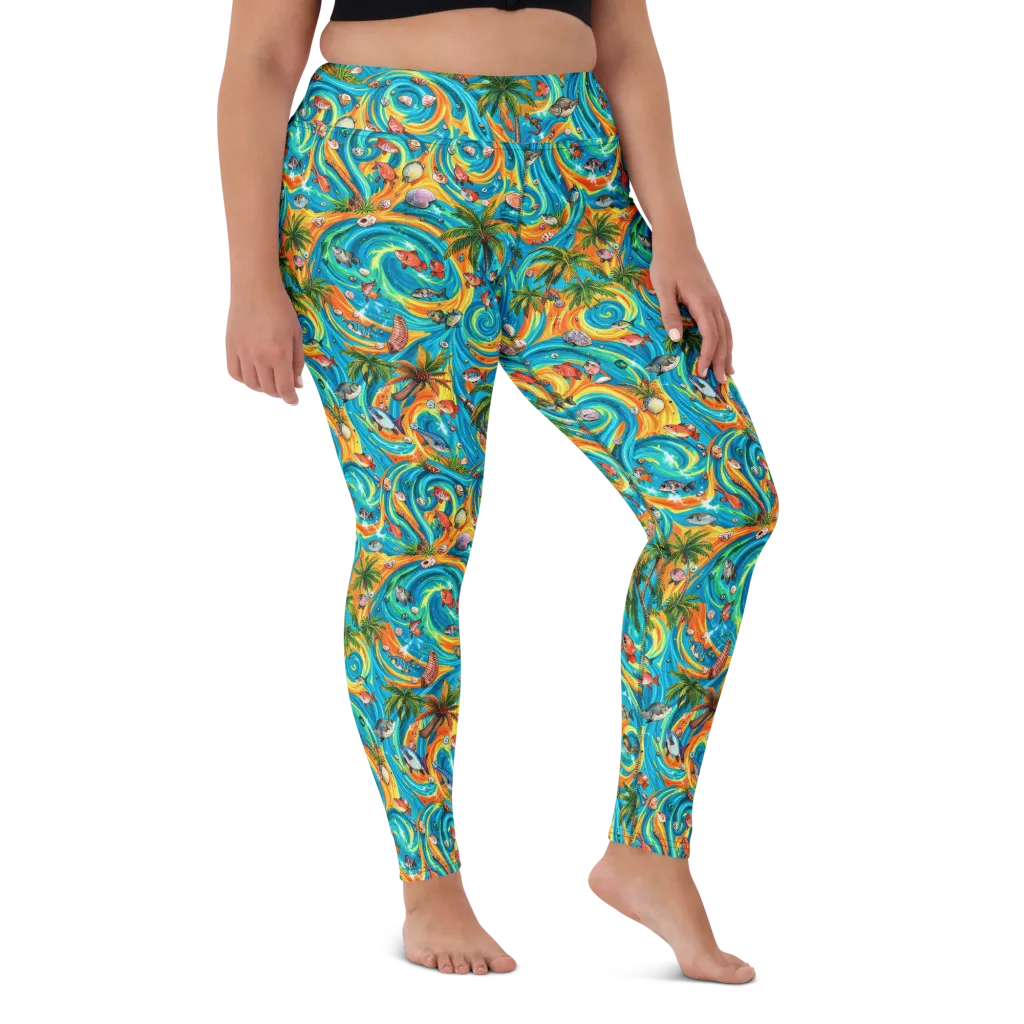 Paradise Gyre on Yoga Leggings — Front