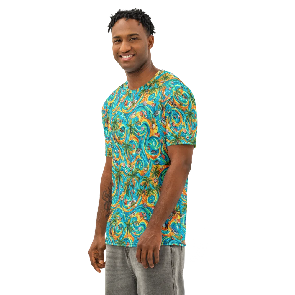 Paradise Gyre on Men's Cotton Crew Neck T-Shirt — Left Front