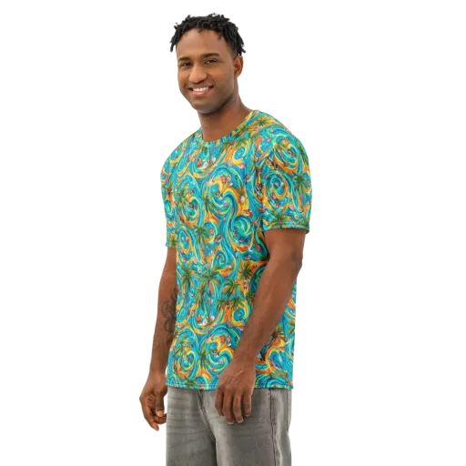 Paradise Gyre on a Men's Cotton Crew Neck T-Shirt