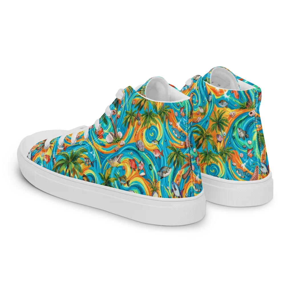 Paradise Gyre on Men's High Top Canvas Shoes — Left Back