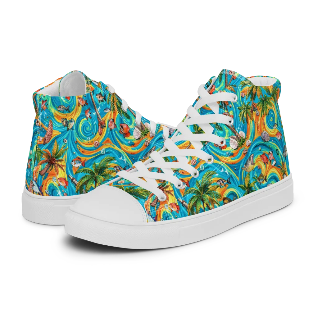 Paradise Gyre on Men's High Top Canvas Shoes — Left