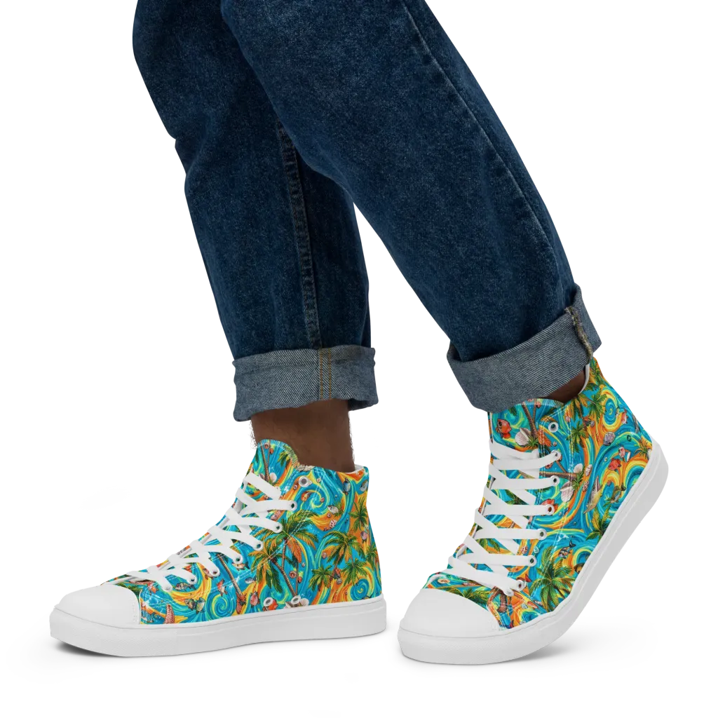 Paradise Gyre on Men's High Top Canvas Shoes — Left