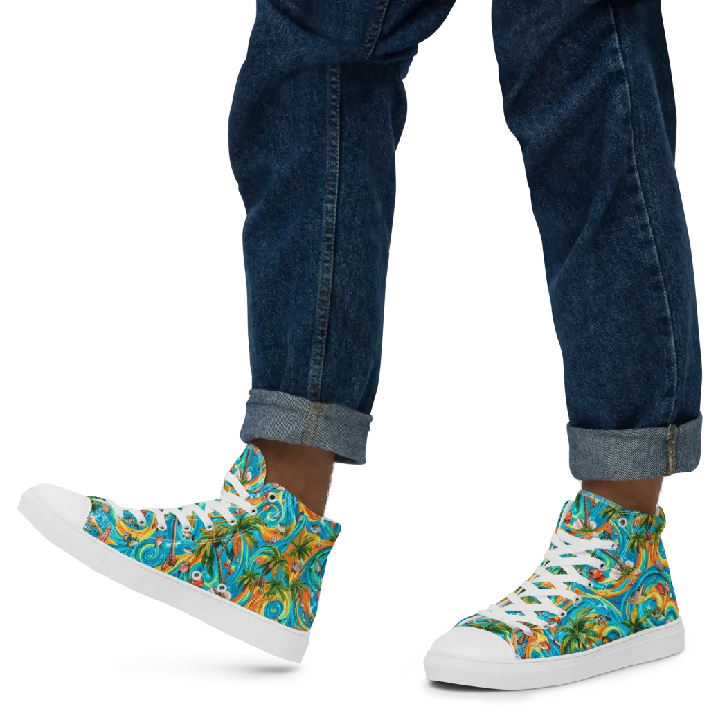 Paradise Gyre on Men's High Top Canvas Shoes — Left