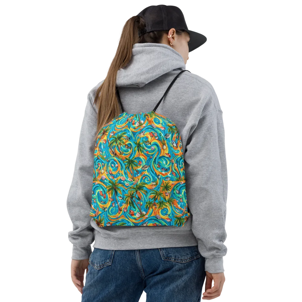 Paradise Gyre on Drawstring Bag — Front