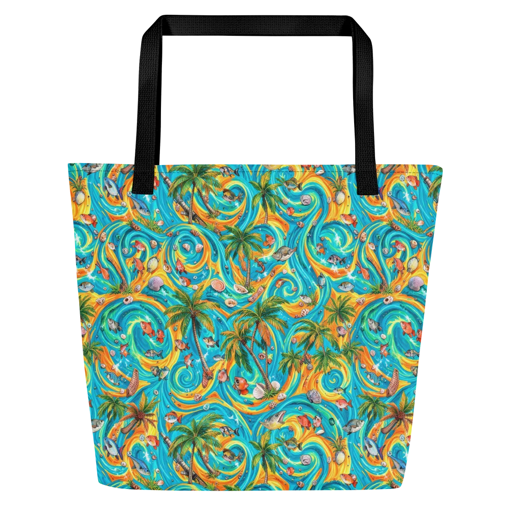 Paradise Gyre on Large Tote Bag W/ Pocket — Front