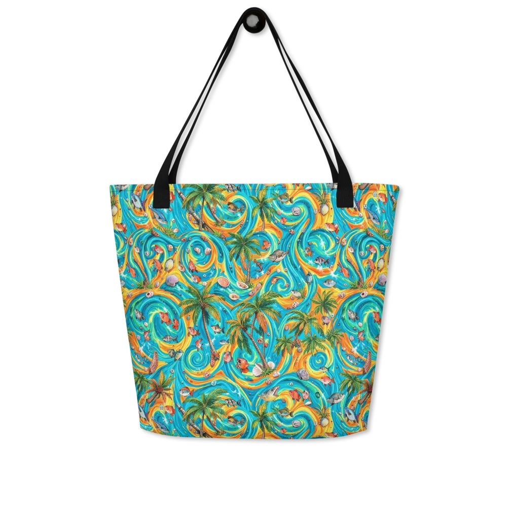 Paradise Gyre on Large Tote Bag W/ Pocket — Front