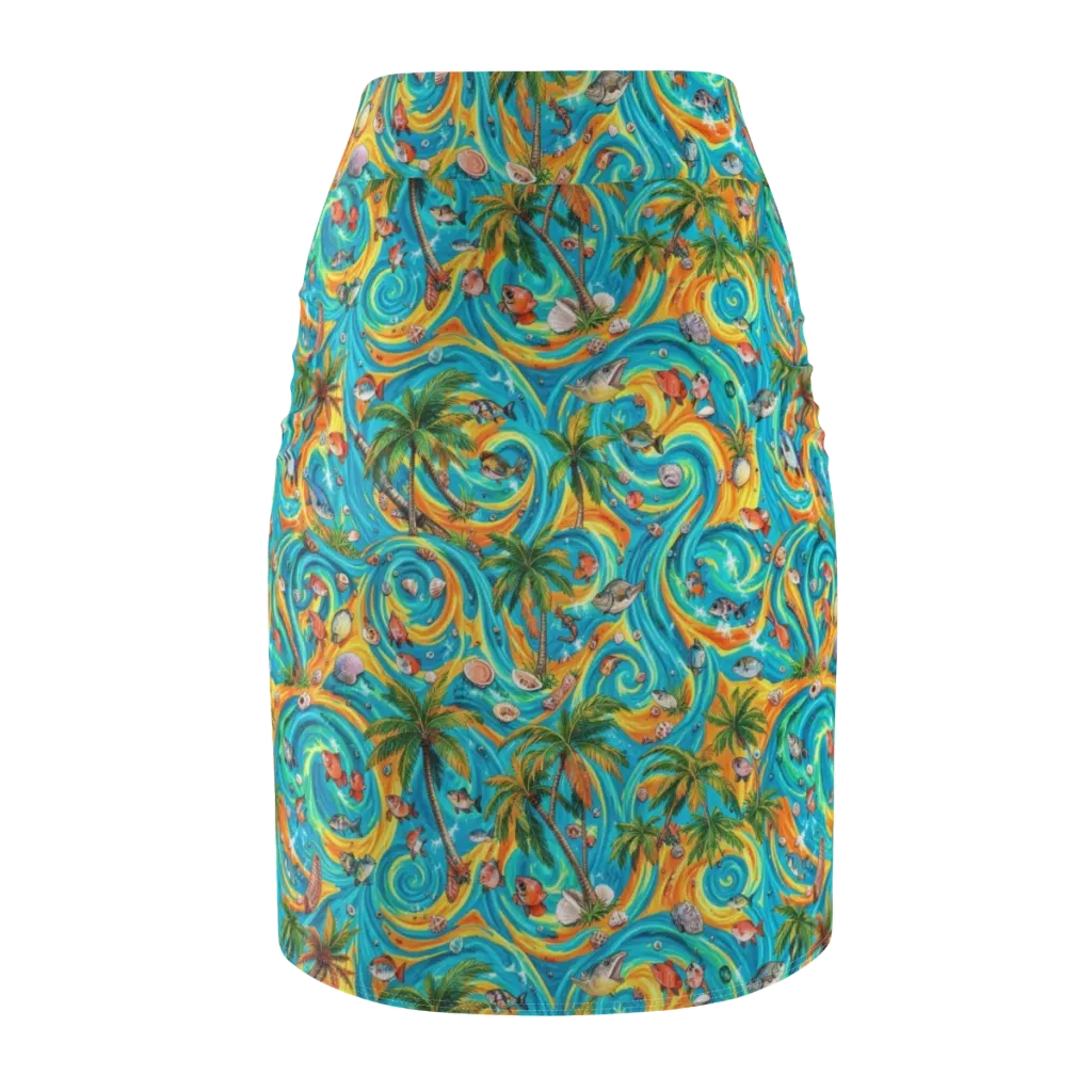 Paradise Gyre on Pencil Skirt — Back