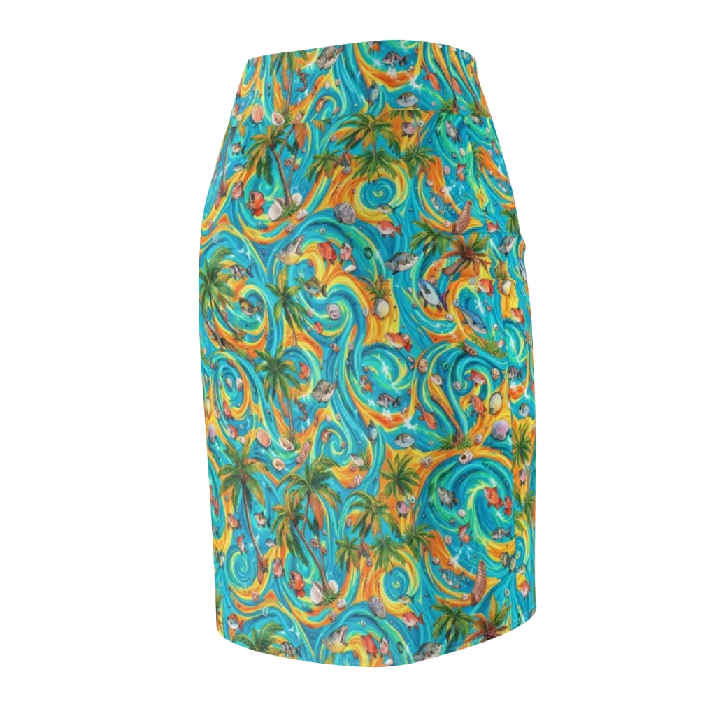 Paradise Gyre on Pencil Skirt — Back Side
