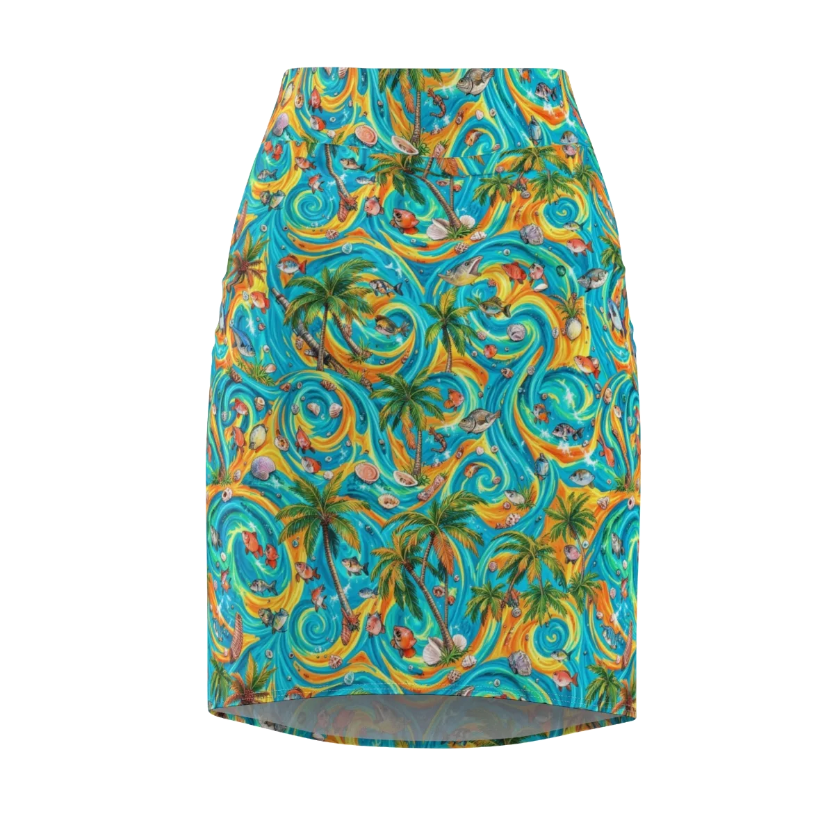 Paradise Gyre on Pencil Skirt — Front