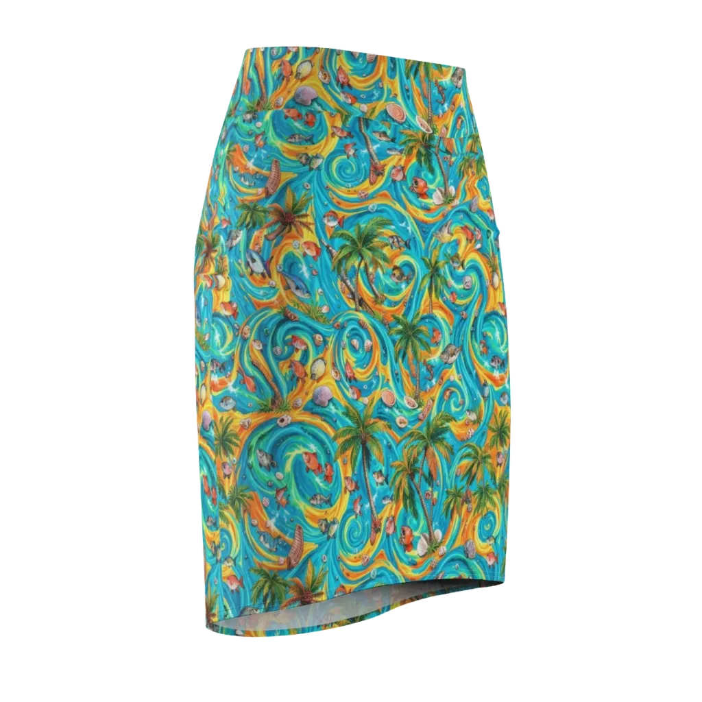 Paradise Gyre on Pencil Skirt — Front Side