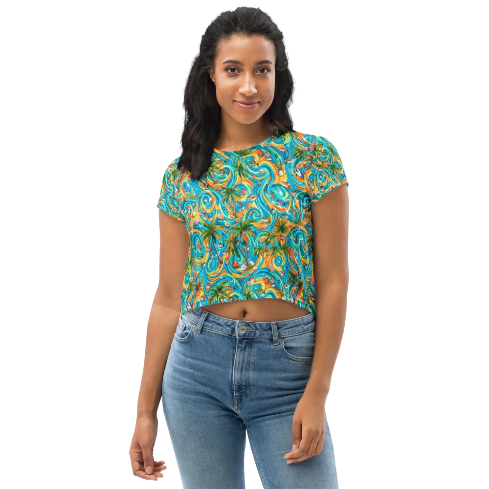 Paradise Gyre on Crop Tee — Front