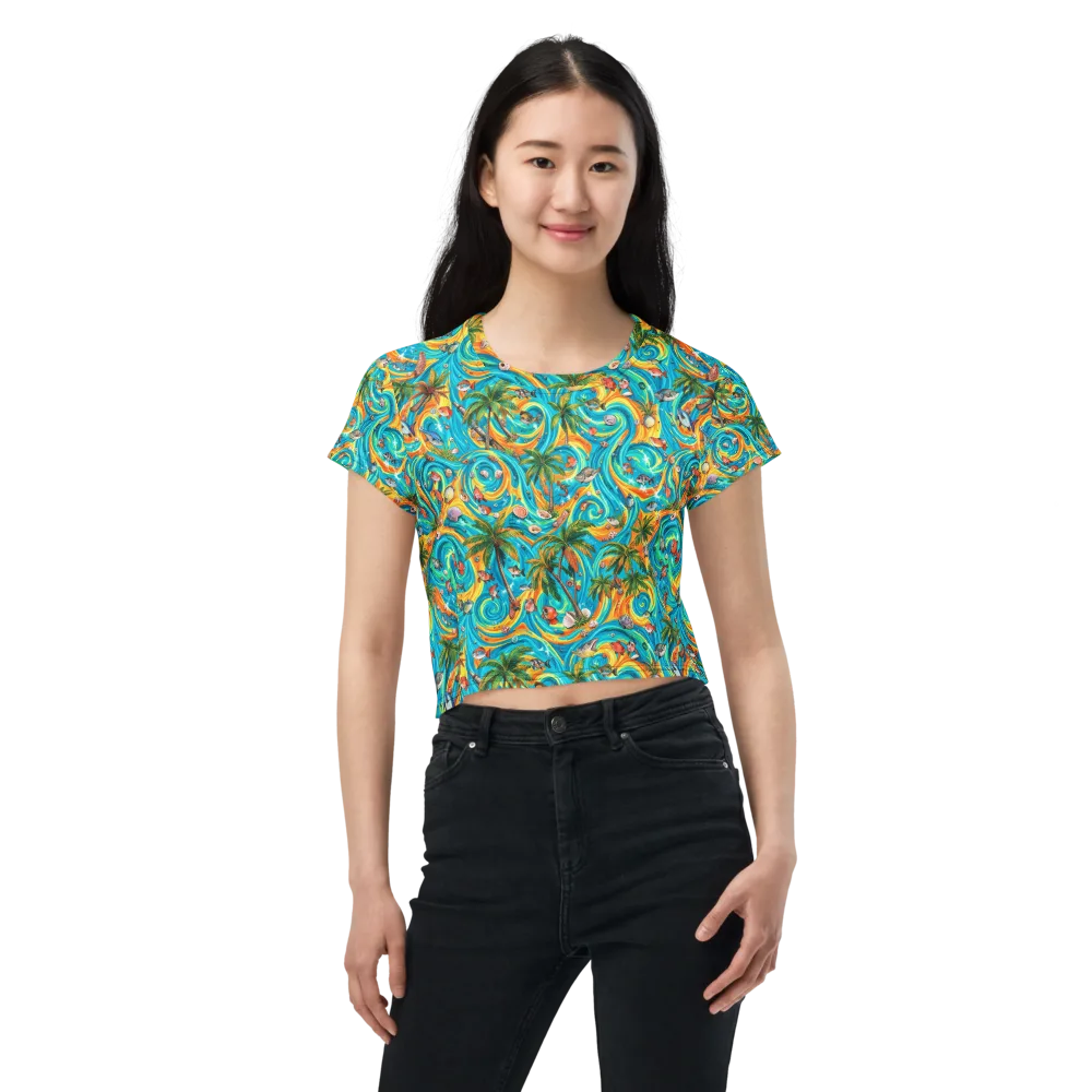 Paradise Gyre on Crop Tee — Front