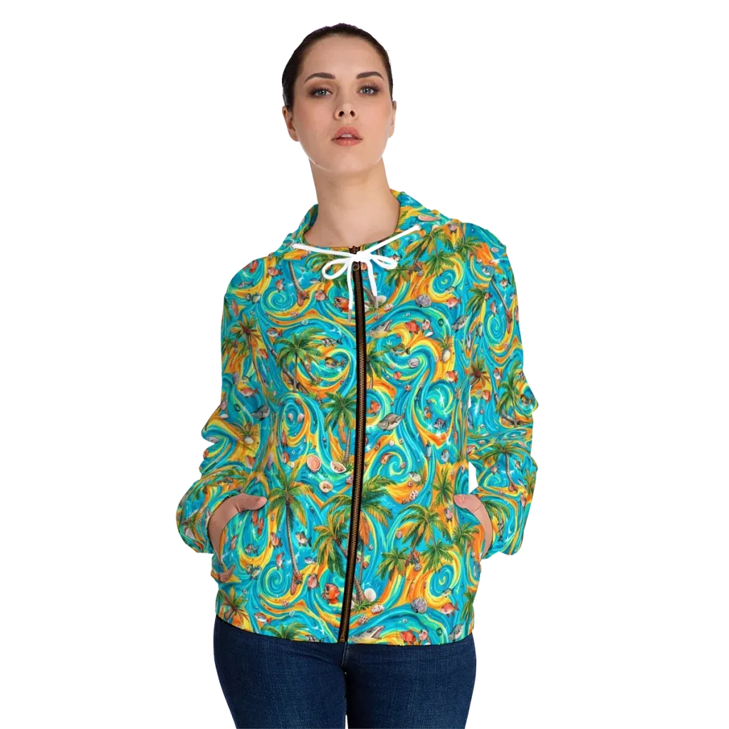 Paradise Gyre on Women's Full-Zip Hoodie — Front On Person