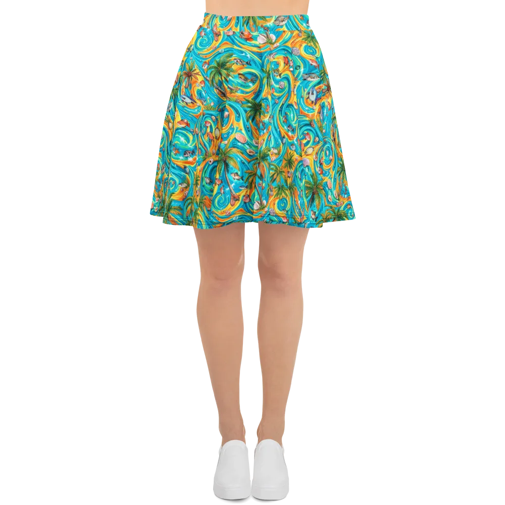 Paradise Gyre on Skater Skirt — Front
