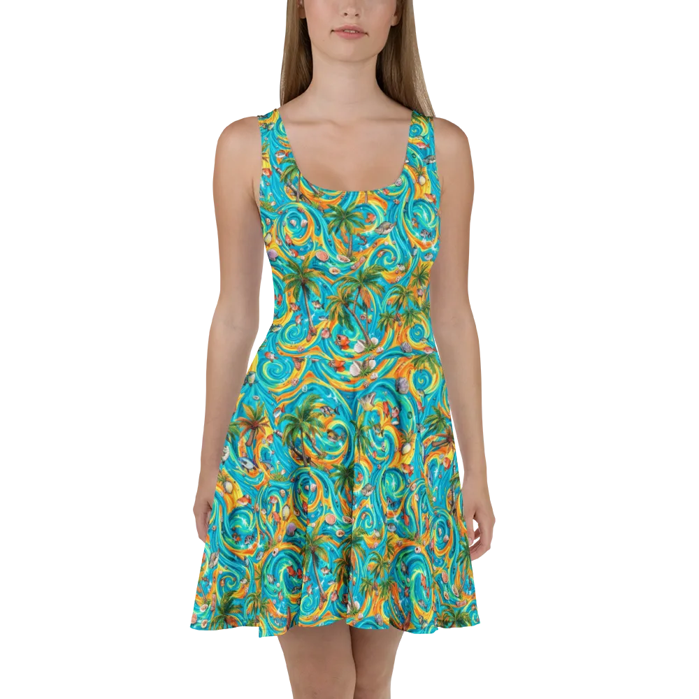 Paradise Gyre on Skater Dress — Front