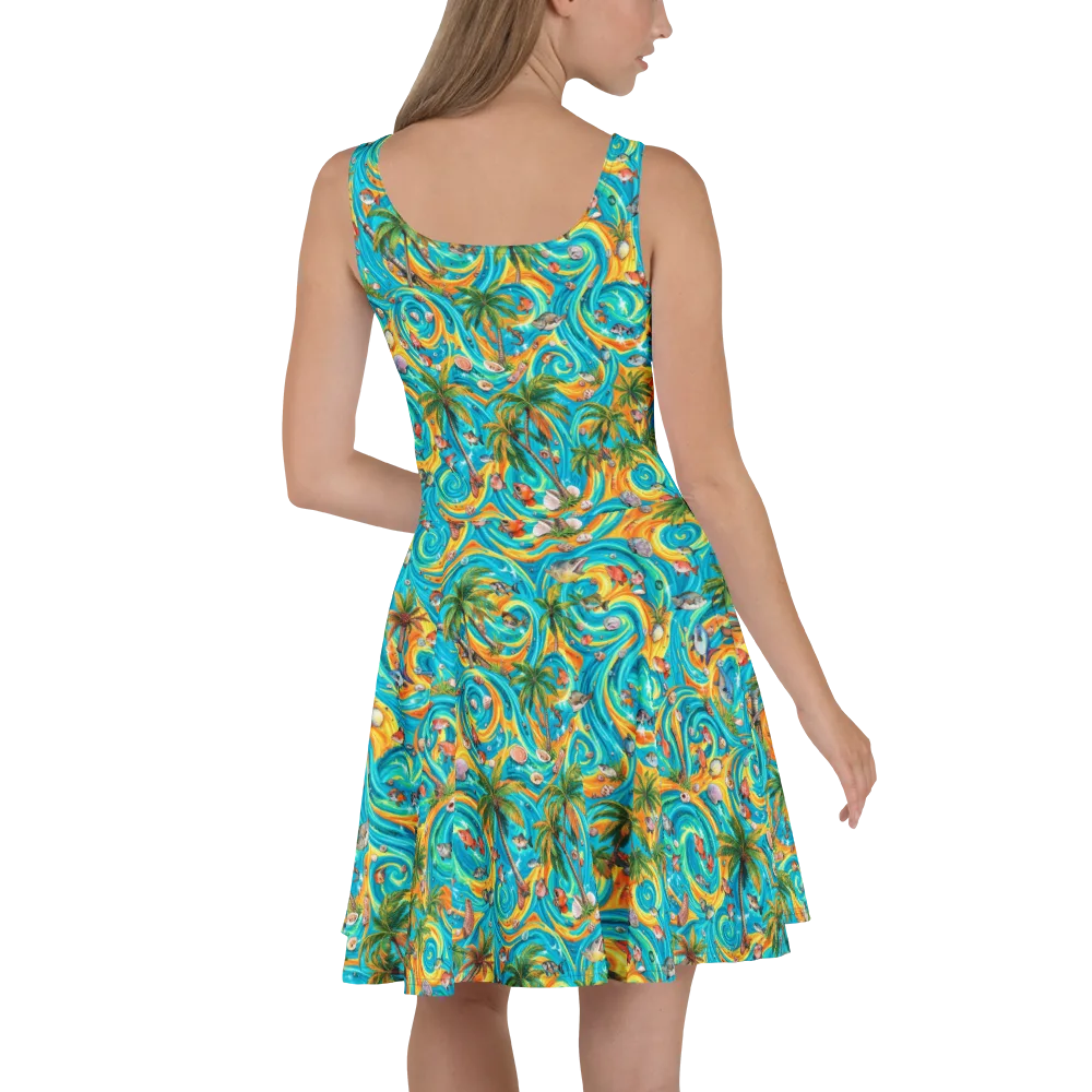 Paradise Gyre on Skater Dress — Back
