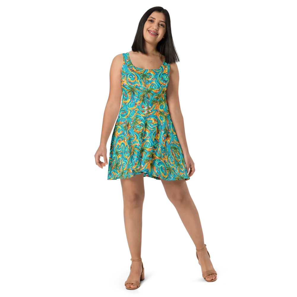 Paradise Gyre on Skater Dress — Front