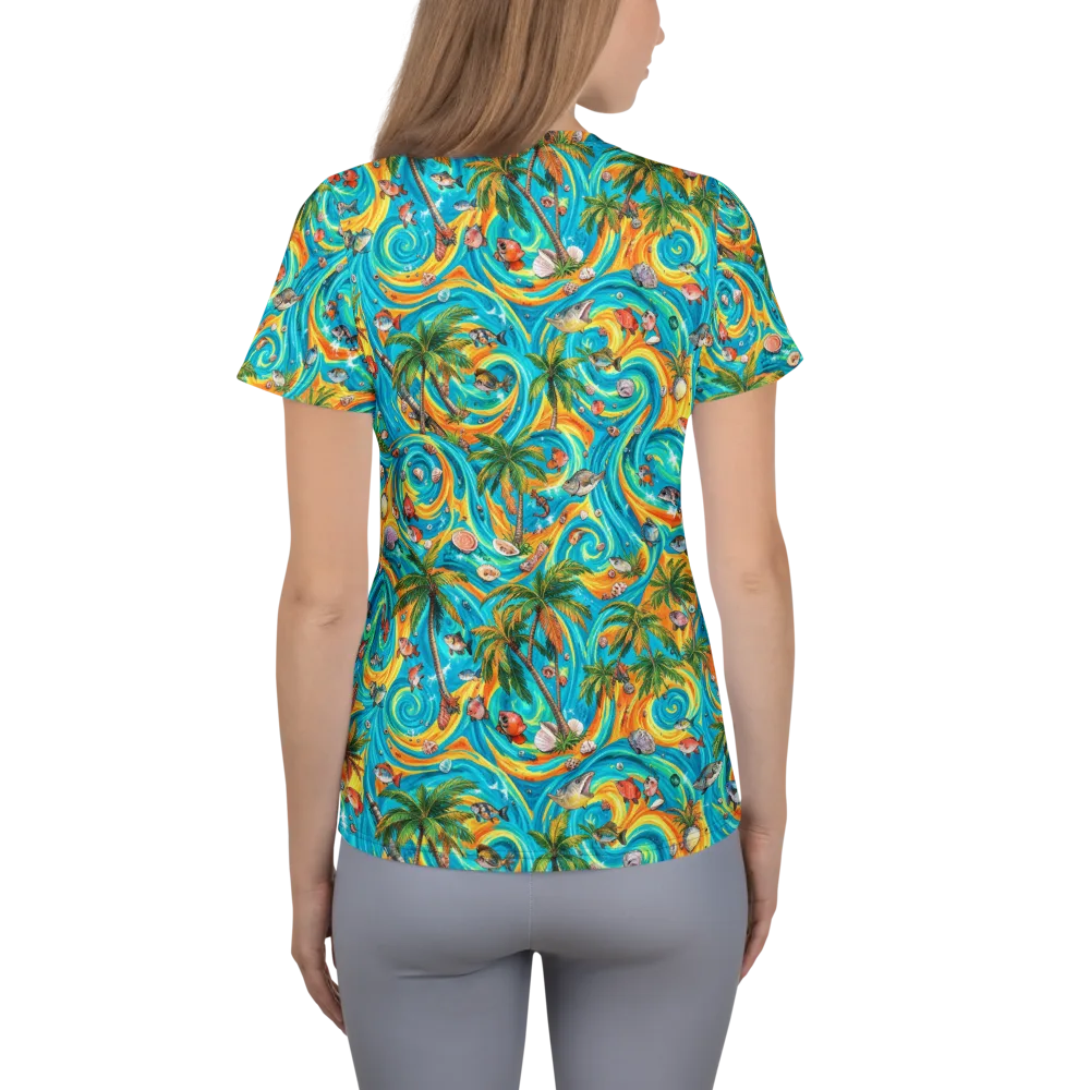 Paradise Gyre on Women's Athletic T-Shirt — Back