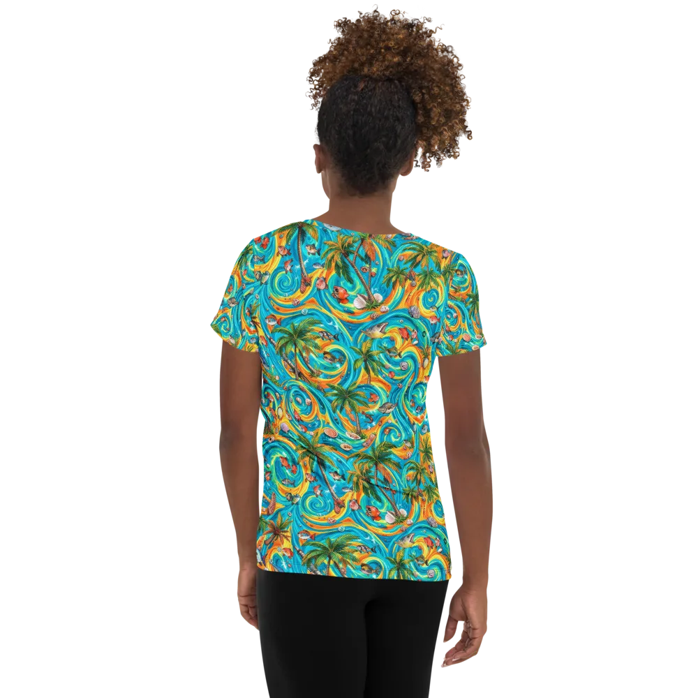 Paradise Gyre on Women's Athletic T-Shirt — Back