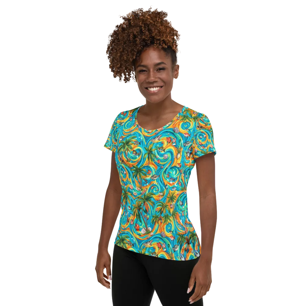 Paradise Gyre on Women's Athletic T-Shirt — Left