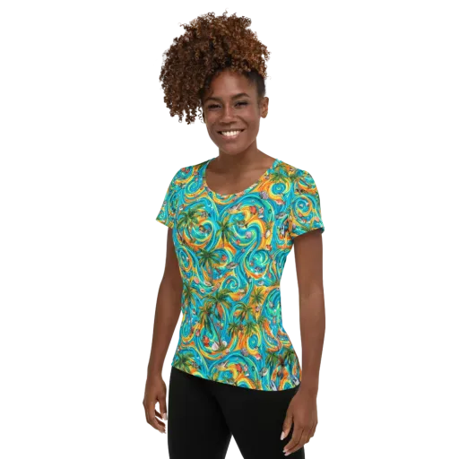 Paradise Gyre on a Women's Athletic T-Shirt