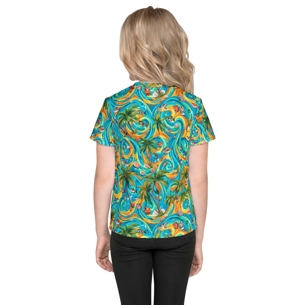 Paradise Gyre on Kids Crew Neck T-Shirt — Back