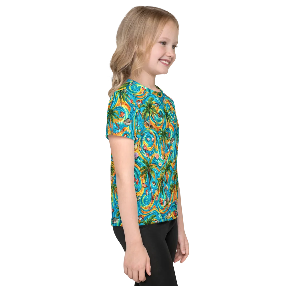 Paradise Gyre on Kids Crew Neck T-Shirt — Right