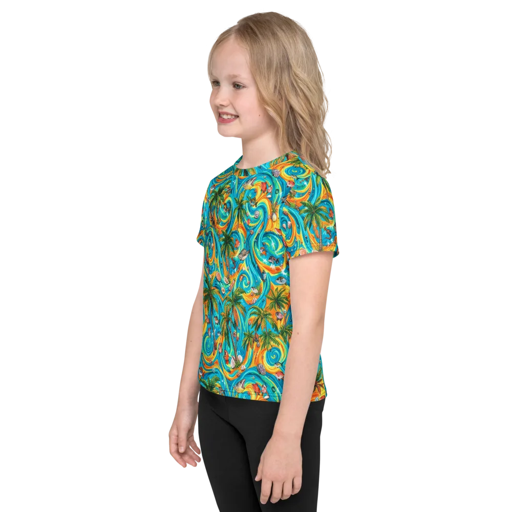 Paradise Gyre on Kids Crew Neck T-Shirt — Left