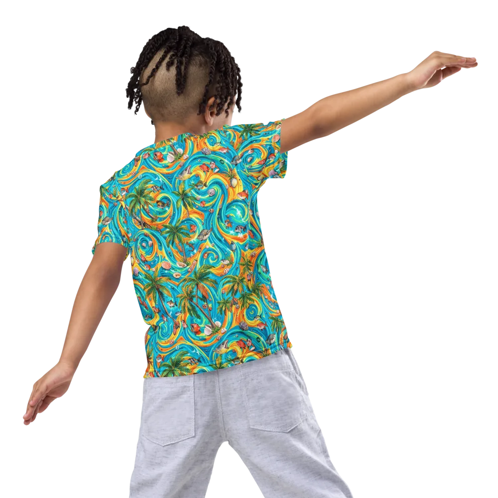 Paradise Gyre on Kids Crew Neck T-Shirt — Back