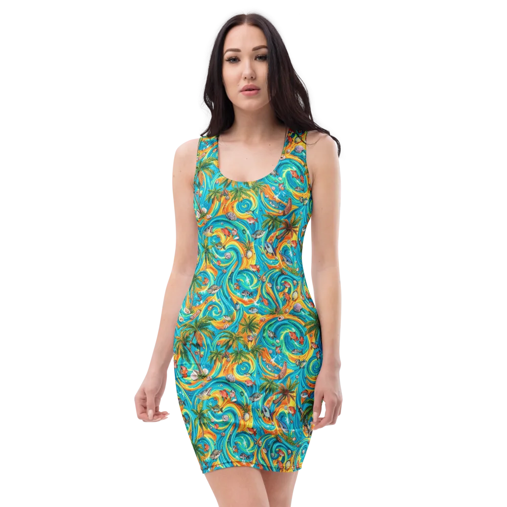 Paradise Gyre on Bodycon Dress — Front