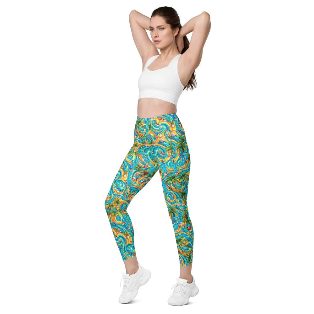 Paradise Gyre on Leggings with Pockets — Left Front