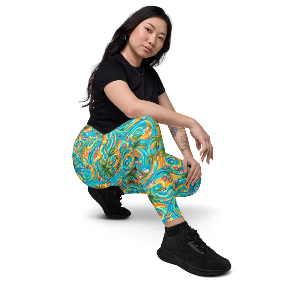 Paradise Gyre on Leggings with Pockets — Right Front