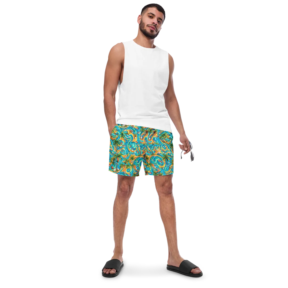 Paradise Gyre on Swim Trunks — Front