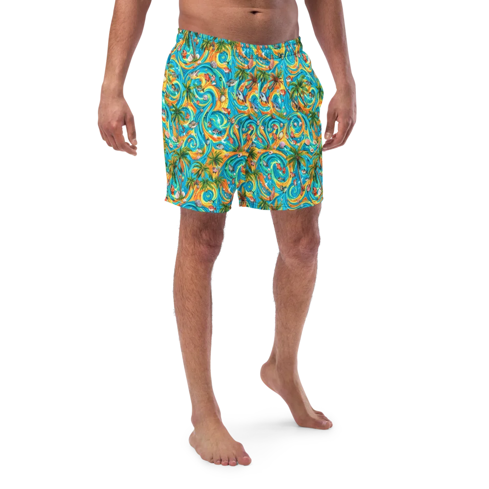 Paradise Gyre on Swim Trunks — Front