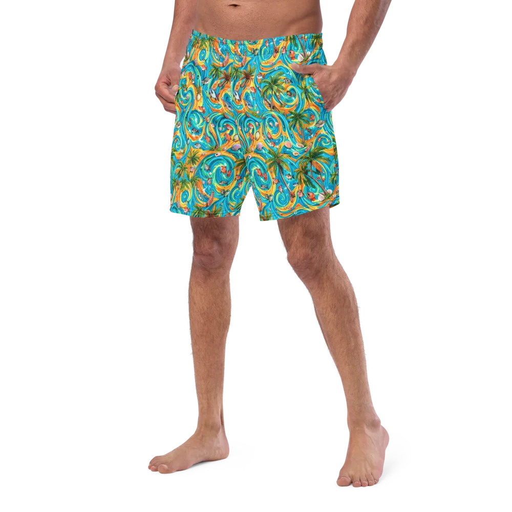 Paradise Gyre on Swim Trunks — Left Front