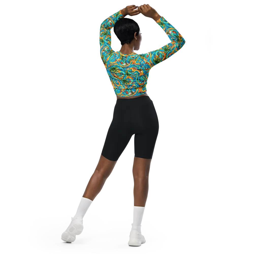 Paradise Gyre on Long Sleeve Crop Top — Back