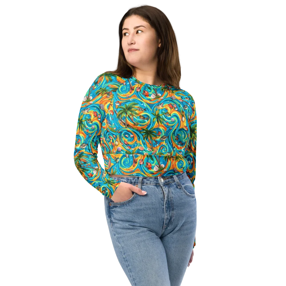 Paradise Gyre on Long Sleeve Crop Top — Front