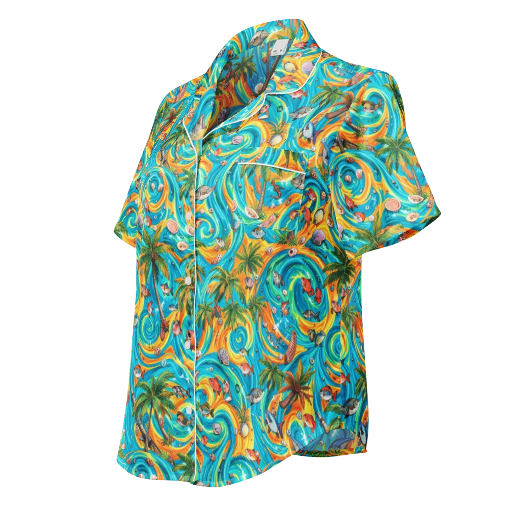 Paradise Gyre on Women's Short Sleeve Pajama Top — Left Front