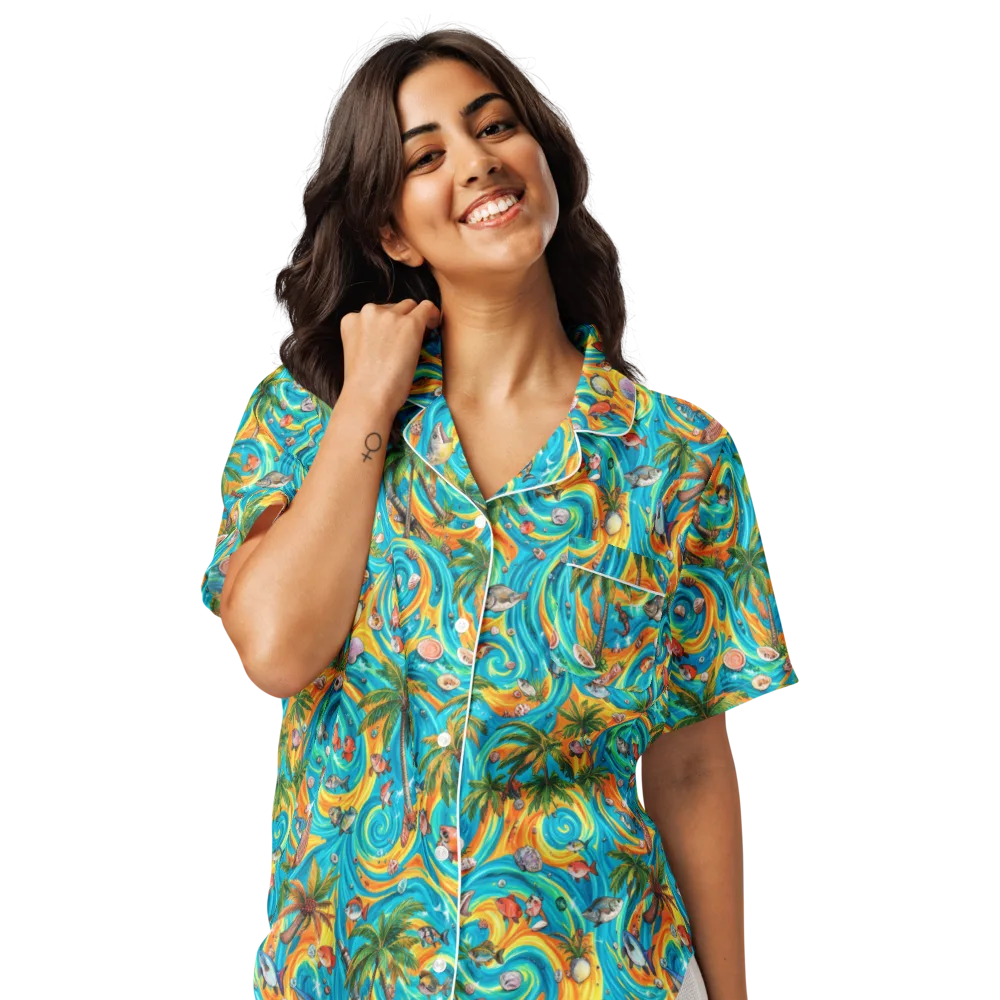 Paradise Gyre on Women's Short Sleeve Pajama Top — Front