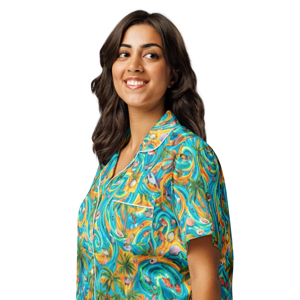 Paradise Gyre on Women's Short Sleeve Pajama Top — Left Front