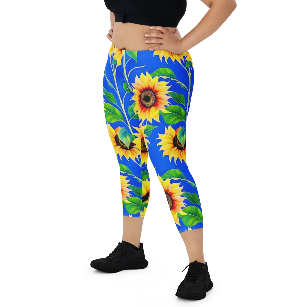 Sunlit Canopy on Capri Leggings — Front