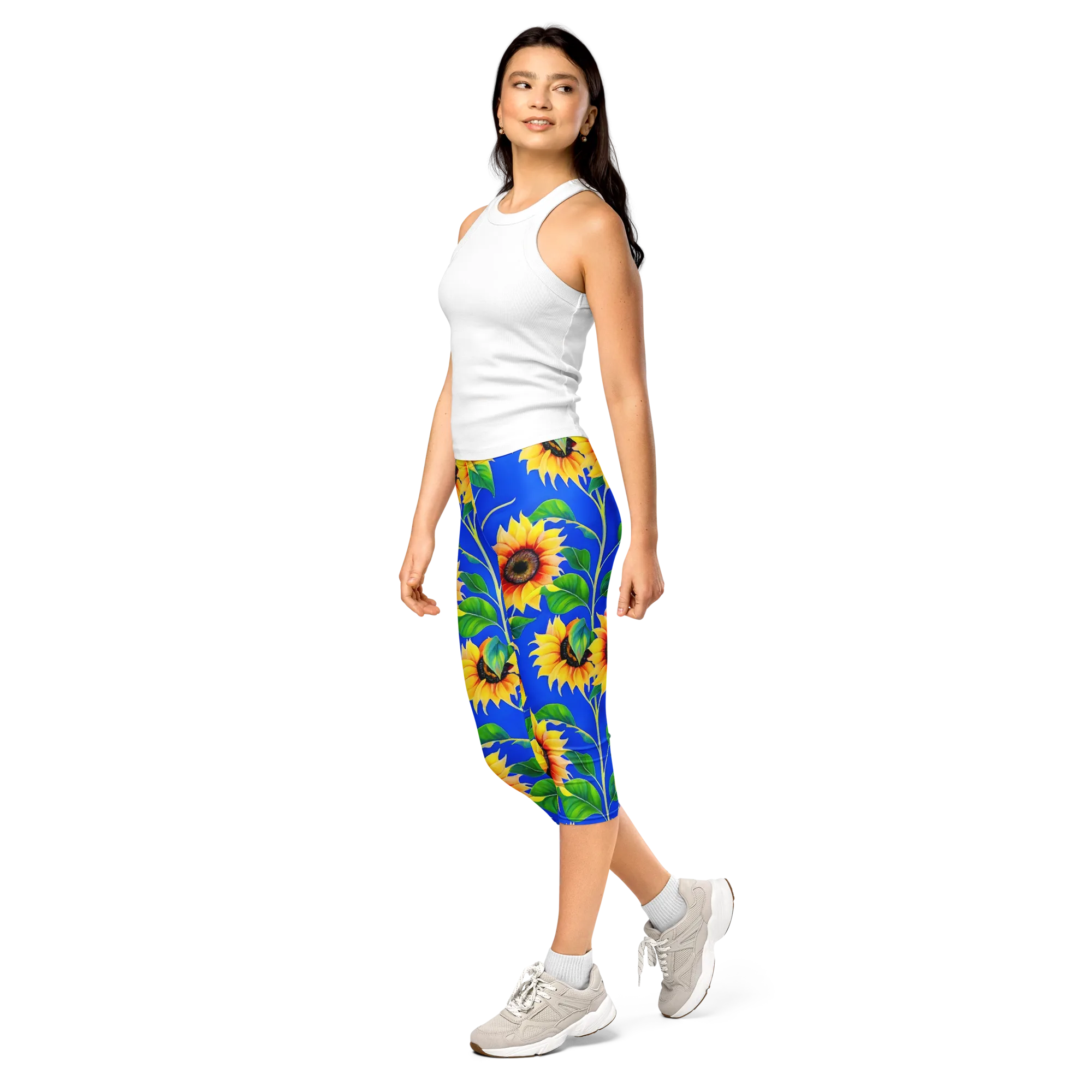 Sunlit Canopy on Capri Leggings — Left Front