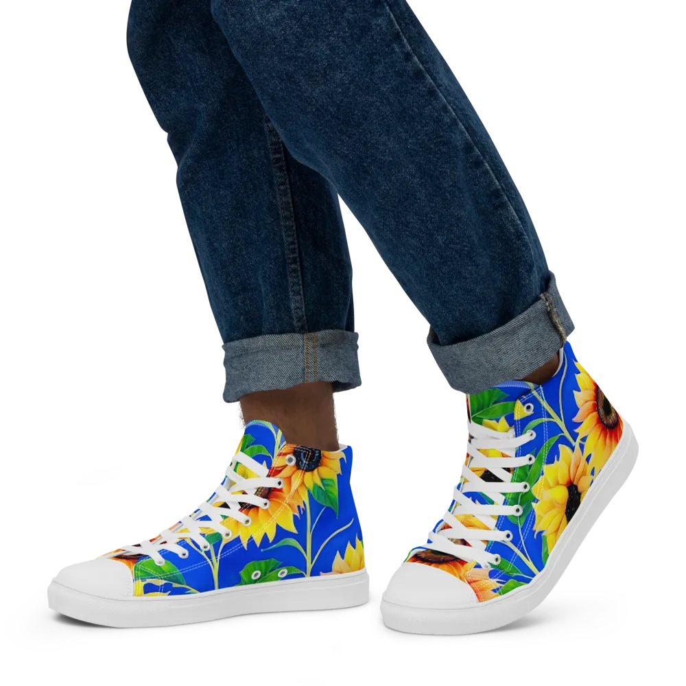 Sunlit Canopy on Men's High Top Canvas Shoes — Left