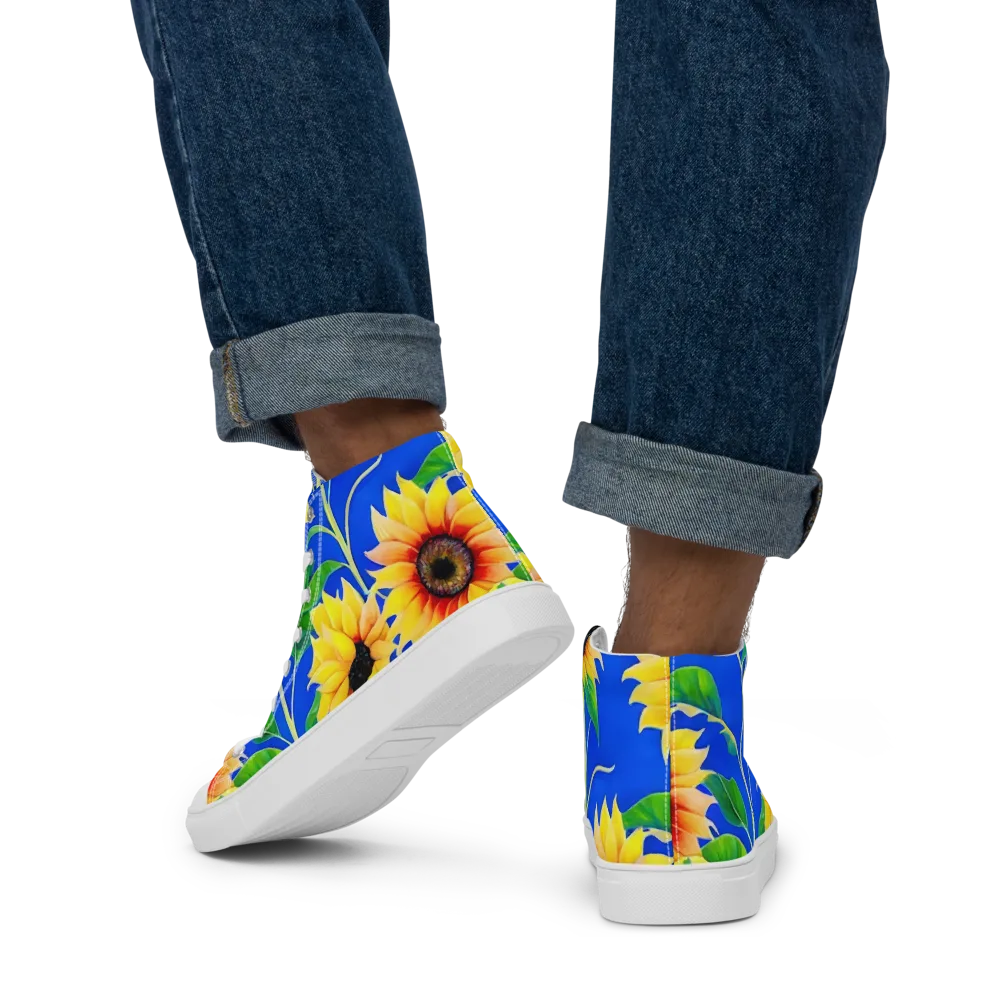 Sunlit Canopy on Men's High Top Canvas Shoes — Back