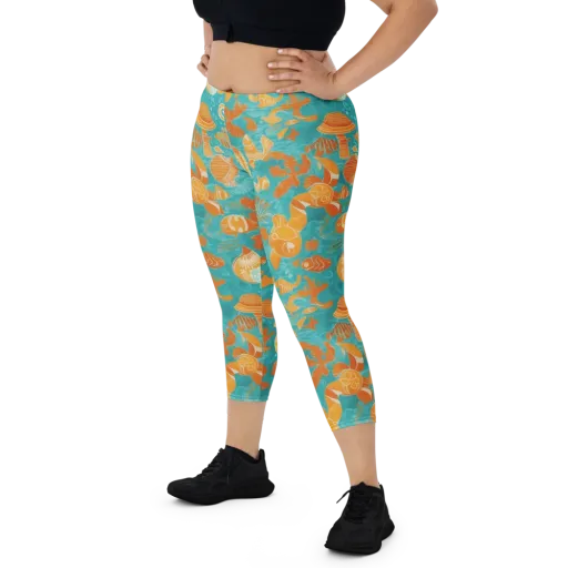 Tidepool Tangerine on a Capri Leggings