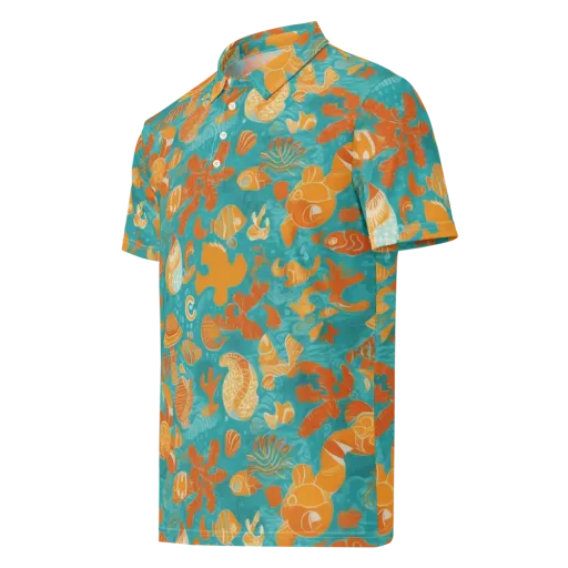 Tidepool Tangerine on a Men's Slim Fit Polo Shirt