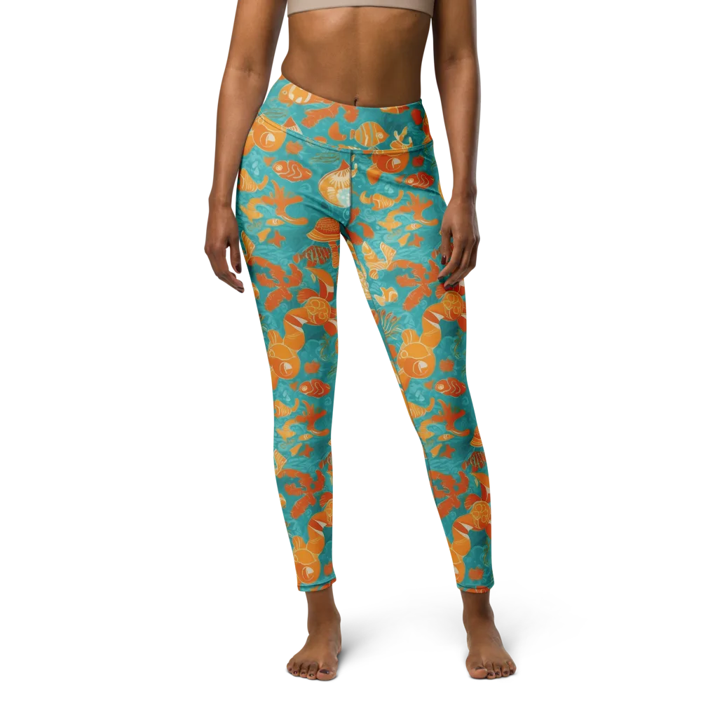 Tidepool Tangerine on Yoga Leggings — Front