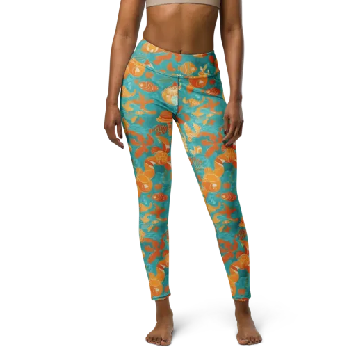 Tidepool Tangerine on a Yoga Leggings